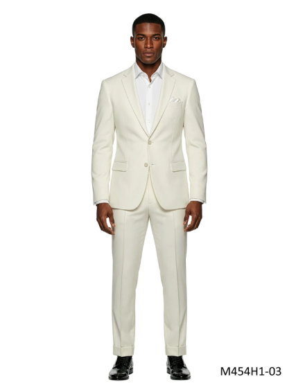 Ivory Two Piece Suits for Men Cuffed Pants
