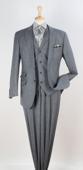 Apollo King Men's 100% Wool 3pc Fashion Suit - Stylish Peak Lapel