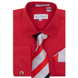 Karl Knox Men's French Cuff Shirt Set - Bold Stripes