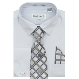 Karl Knox Men's French Cuff Shirt Set - Bold Windowpane