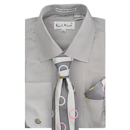 Karl Knox Men's French Cuff Shirt Set - Circle Stripe