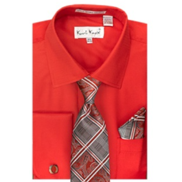 Karl Knox Men's French Cuff Shirt Set - Windowpane Patterns