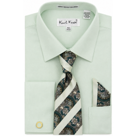 Karl Knox Men's French Cuff Solid Shirt Set - Patterned Stripes