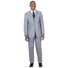 Falcone Pett Solid Gray Vested Classic Fit Suit 