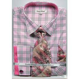 Daniel Ellissa Men's French Cuff Dress Shirt Set - Graph Checker