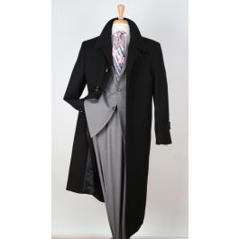 Apollo King Men's Wool Gabardine Top Coat - Duster Coat Style