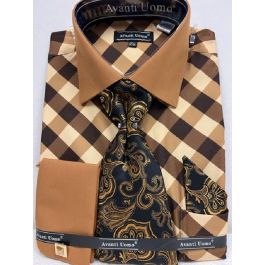 AVANTI UOMO TWO TONE MIXED FRENCH CUFF W/ COLLAR BAR DS3817P2 BLACK main image 0