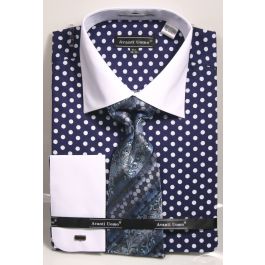 AVANTI UOMO MICRO STRIPE W/ WHITE COLLAR & CUFF DN129M BLACK