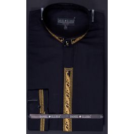 Daniel Ellissa Banded Collar Gold (Mustard) collarless Men's Dress Shirt main image 0