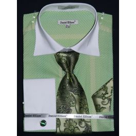 Daniel Ellissa Men's French Cuff Dress Shirt Set - Slanted Stripes