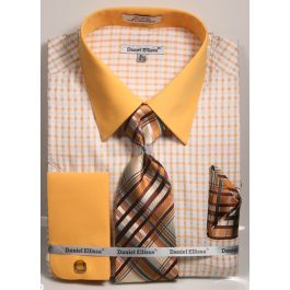 Daniel Ellissa Men's 100% Cotton French Cuff Shirt Set - Weave