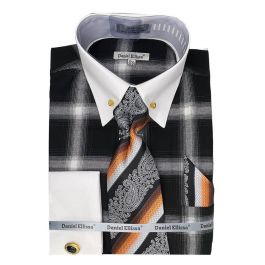Daniel Ellissa Ds3779BP2 French Cuff Gray Men's Dress Shirt