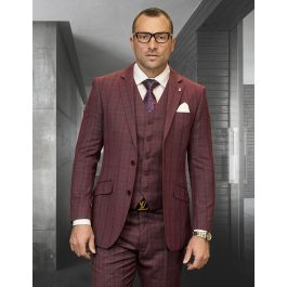 Statement Men's 3-Piece Fashion Suit – 100% Wool with Elegant Stitch Pattern main image 1