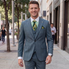Stacy Adams Men's 3 Piece Hybrid Fit Glen Check Suit - Expandable