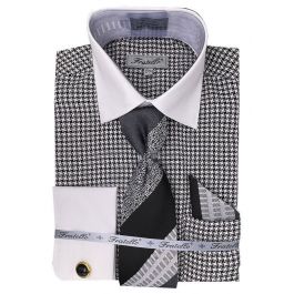 FRATELLO TRIPLE STRIPED WHITE COLLAR CUFF FRV4158P2 BLACK