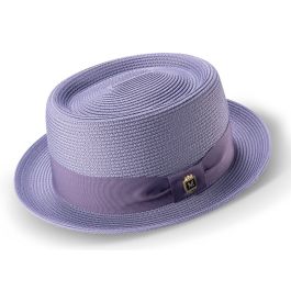 Montique Men's Pork Pie Style Straw Hat - Matching Ribbon Band