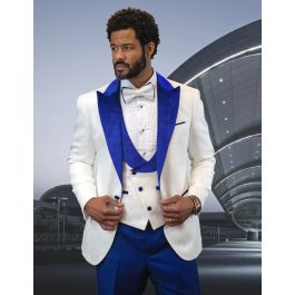 Statement Fashion Tuxedo Suit Mens Royal Two Tone 3 Piece main image 0