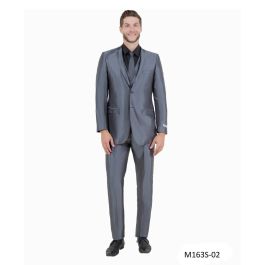 Tazio Men's 3 Piece Slim Fit Suit - Solid Sharkskin