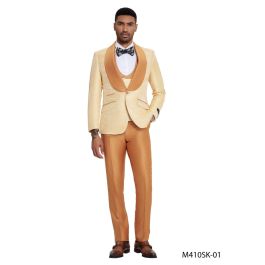 MANZINI ROME Men's Slim Fit 3-Piece Stretch Spandex Tuxedo Suit Sky main image 0