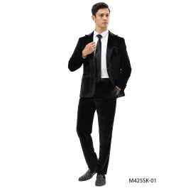Tazzio Men’s Royal Blue Velvet Suit – Slim Fit 2-Piece Peak Lapel Formalwear