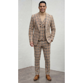 Statement Men's 100% Wool 3 Piece Suit - Electric Plaid