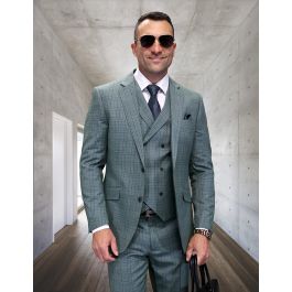 Statement Men's 2-Piece Big & Tall 100% Wool Fashion Suit – Textured Plaid Pattern main image 0