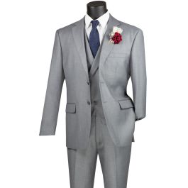 Men's Ultra Slim Grey Stretch Suit by Vinci