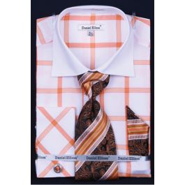 Daniel Ellissa Men's French Cuff Dress Shirt Set - Spread Collar