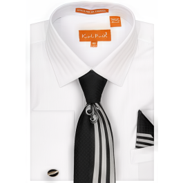 Karl Knox Men's French Cuff Fashion Shirt Set - Subtle Stripe
