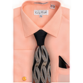 Karl Knox Men's French Cuff Fashion Shirt Set - Printed Tie and Handkerchief
