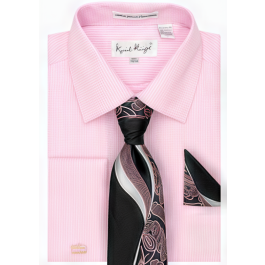 Karl Knox Men's French Cuff Fashion Shirt Set - Tone on Tone Stripe