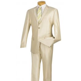VINCI Men's Navy Blue Sharkskin 2 Button Slim Fit Suit w/ Contrast Trim NEW 
