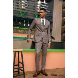 Stacy Adams Men's 3 Piece Hybrid Fit Suit - Twin Lined Windowpane main image 0