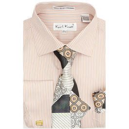 Karl Knox Men's French Cuff Shirt Set - Triple Pattern Checker