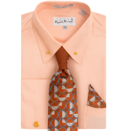 Karl Knox Men's French Cuff Collar Bar Shirt Set - Circle Tie