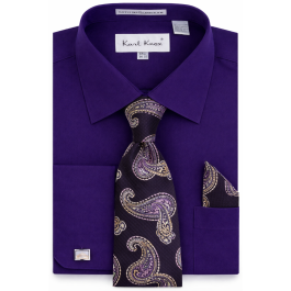 Karl Knox Men's French Cuff Shirt Set - Jacquard Teardrops
