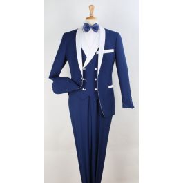 Mens Vested Shiny Diamond Print Tuxedo in Black main image 1