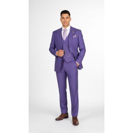 Vinci Men's 3 Piece Executive Suit - White Peak Lapel