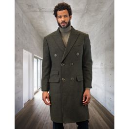 Statement Men's Outlet Full Length 100% Wool Top Coat - Double