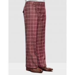 【2plan】Seed wool wide slacks Statement Men's 100% Wool Pant - Wide Leg Plaid Slacks