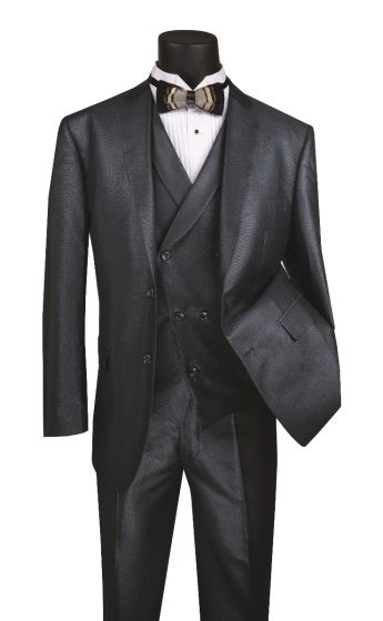 Vinci Men's 3 Piece Modern Fit Suit - Slanted Fashion Vest