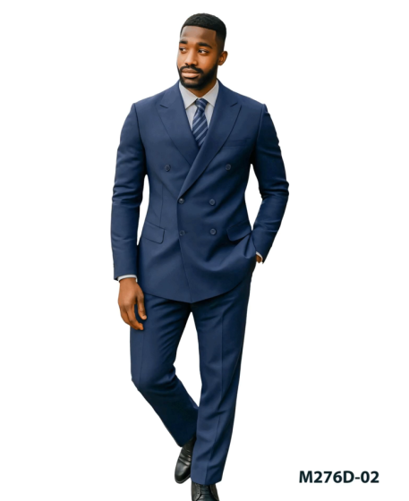 Navy Suit Double Breasted Suit Peak Lapel
