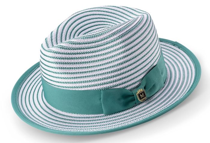 Montique Men's Fedora Style Straw Hat - Striped