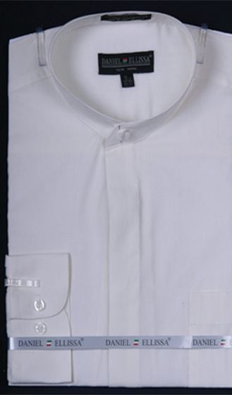Ivory Men's Banded Collar Dress Shirt