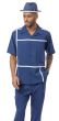 Montique Men's 2 Piece Short Sleeve Walking Suit - Crisp Windowpane