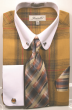 Fratello Men's 100% Cotton French Cuff Dress Shirt Set - White Accents