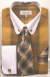 Fratello Men's Outlet 100% Cotton French Cuff Dress Shirt Set - White Accents
