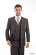 Tazio Men's 3 Piece Slim Fit Suit - Glen Plaid