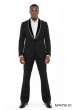 Black Suit with Flared Pants Studded Trim Shawl Lapel