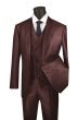 Vinci Men's 3 Piece Modern Fit Suit - Slanted Fashion Vest